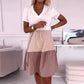 💖Uitverkoop 49% korting💖Elegante kleurblok V-hals lange jurk voor dames