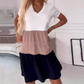 💖Uitverkoop 49% korting💖Elegante kleurblok V-hals lange jurk voor dames