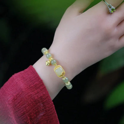 💥Goed Verkopend🌿Hetan-jade kralen armband✨(Natuurlijke witgroene jade)✨